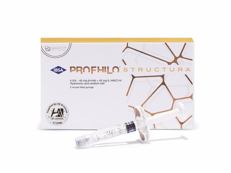 Profhilo treatment packaging and a syringe